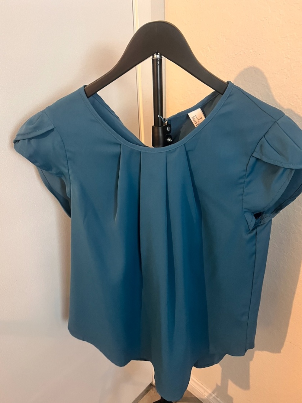 Tasamo Cap Sleeve Teal Blouse | Size Small
